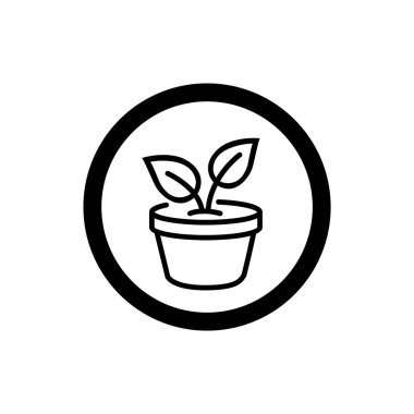 Saksı bitkisi ikonu. Kentsel tarım sembolü. Kapalı bitki simgesi.