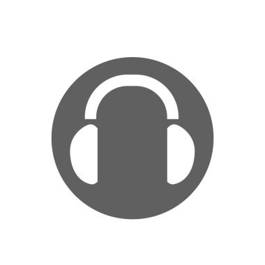 Kulaklık yassı ikon vektör illüstrasyon sembolü izole şablon. Herhangi bir amaç için izole edilmiş kulaklık simgesi vektör çizim logo şablonu.