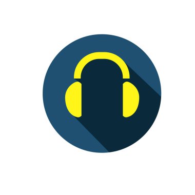 Kulaklık yassı ikon vektör illüstrasyon sembolü izole şablon. Herhangi bir amaç için izole edilmiş kulaklık simgesi vektör çizim logo şablonu.