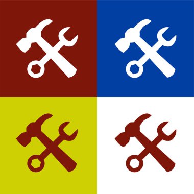 Çekiç ve İngiliz anahtarı sembolü. Tamir servisi veya tamirci simgesi