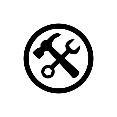 Çekiç ve İngiliz anahtarı sembolü. Tamir servisi veya tamirci simgesi