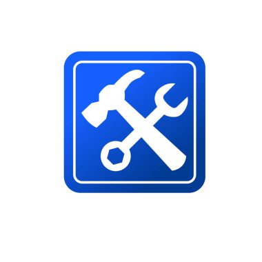 Çekiç ve İngiliz anahtarı sembolü. Tamir servisi veya tamirci simgesi