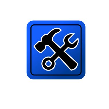 Çekiç ve İngiliz anahtarı sembolü. Tamir servisi veya tamirci simgesi