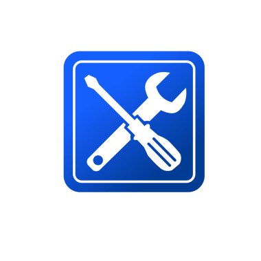 Çapraz anahtar ve tornavida sembolü. Tamirci veya servis araçları simgesi
