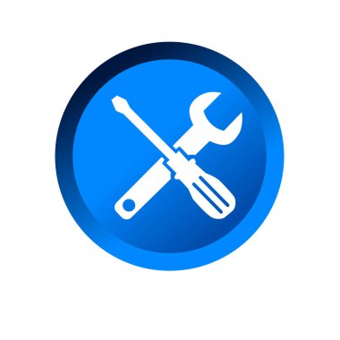 Çapraz anahtar ve tornavida sembolü. Tamirci veya servis araçları simgesi