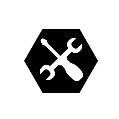 Crossed wrench and screwdriver symbol. Mechanic or repair service tools icon clipart