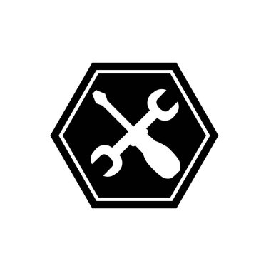 Crossed wrench and screwdriver symbol. Mechanic or repair service tools icon clipart