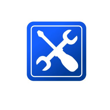 Çapraz anahtar ve tornavida sembolü. Tamirci veya servis araçları simgesi