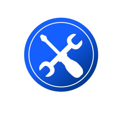 Çapraz anahtar ve tornavida sembolü. Tamirci veya servis araçları simgesi