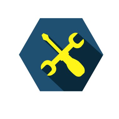 Crossed wrench and screwdriver symbol. Mechanic or repair service tools icon clipart