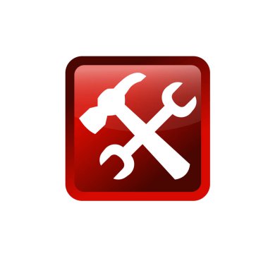 Çekiç ve İngiliz anahtarı sembolü. Tamir servisi veya tamirci simgesi