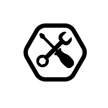 Çapraz anahtar ve tornavida sembolü. Tamirci veya servis araçları simgesi