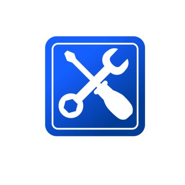 Çapraz anahtar ve tornavida sembolü. Tamirci veya servis araçları simgesi