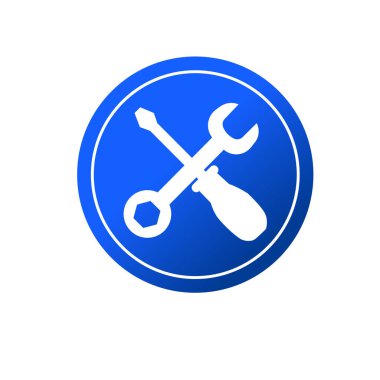 Çapraz anahtar ve tornavida sembolü. Tamirci veya servis araçları simgesi