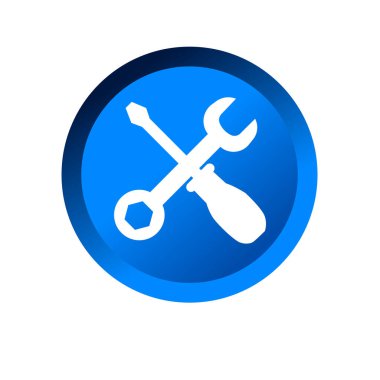 Çapraz anahtar ve tornavida sembolü. Tamirci veya servis araçları simgesi