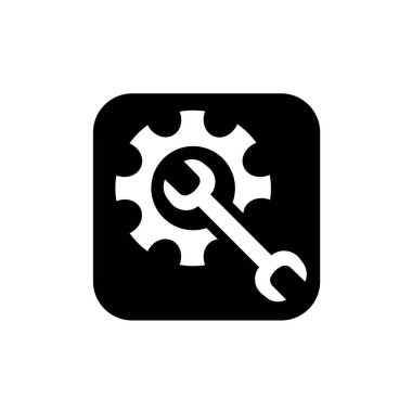 Anahtar ve çark sembolü. Sistem bakımı veya ilerleme simgesi.