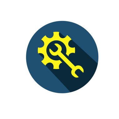 Anahtar ve çark sembolü. Sistem bakımı veya ilerleme simgesi.