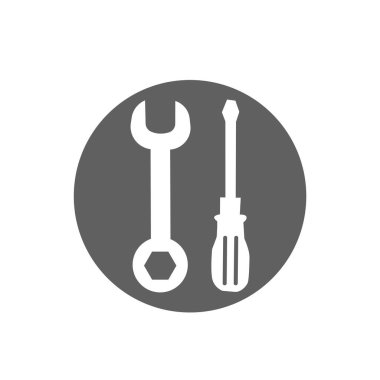 Anahtar ve tornavida sembolü. Mekanik araçlar simgesi