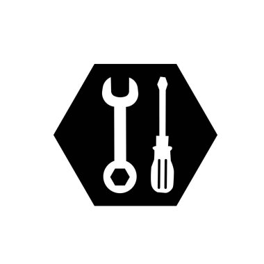 Anahtar ve tornavida sembolü. Mekanik araçlar simgesi