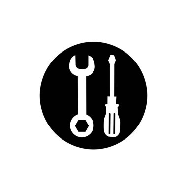 Anahtar ve tornavida sembolü. Mekanik araçlar simgesi