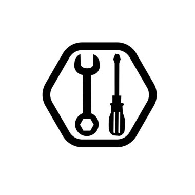 Anahtar ve tornavida sembolü. Mekanik araçlar simgesi