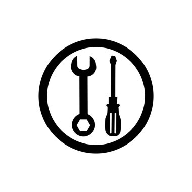 Anahtar ve tornavida sembolü. Mekanik araçlar simgesi