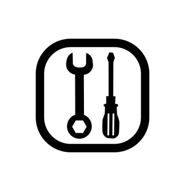 Anahtar ve tornavida sembolü. Mekanik araçlar simgesi
