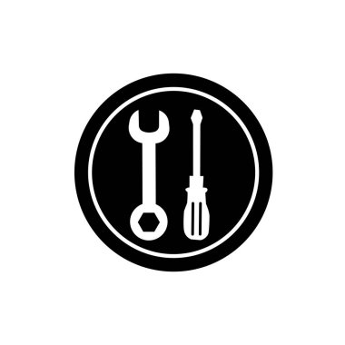 Wrench and screwdriver symbol. Mechanic tools icon clipart