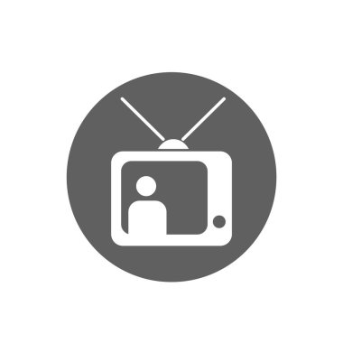 Retro tüp televizyon ikonu. Analog televizyon sembolü. Televizyon haber sembolü.