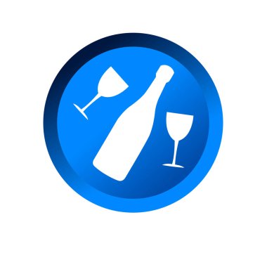 Şişe şampanya ve cam simge sembolü vektör illüstrasyon logosu herhangi bir amaç için izole edildi