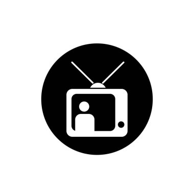 Retro tüp televizyon ikonu. Analog televizyon sembolü. Televizyon haber sembolü.