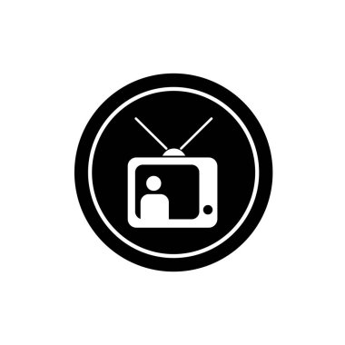 Retro tüp televizyon ikonu. Analog televizyon sembolü. Televizyon haber sembolü.