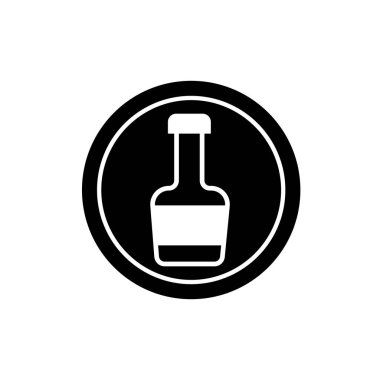Şarap şişesi ikonu. İçki ya da içecek şişesi sembolü. 