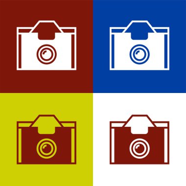 Dijital kamera ikonu logo şablonu tasarımı. Fotoğraf makinesi sembolü.