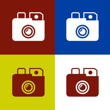 Dijital kamera ikonu logo şablonu tasarımı. Fotoğraf makinesi sembolü.