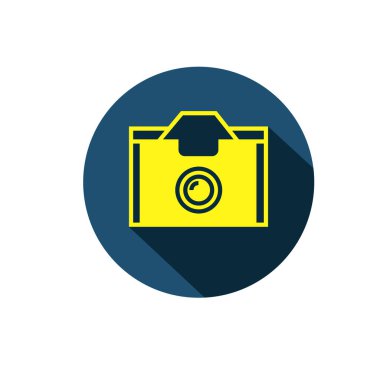 Dijital kamera ikonu logo şablonu tasarımı. Fotoğraf makinesi sembolü.
