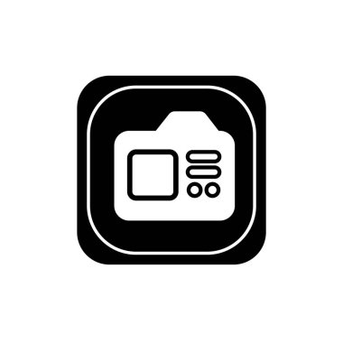 Dijital kamera ikonu logo şablonu tasarımı. Fotoğraf makinesi sembolü.