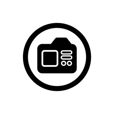 Dijital kamera ikonu logo şablonu tasarımı. Fotoğraf makinesi sembolü.