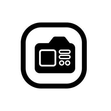 Dijital kamera ikonu logo şablonu tasarımı. Fotoğraf makinesi sembolü.