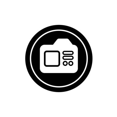 Dijital kamera ikonu logo şablonu tasarımı. Fotoğraf makinesi sembolü.