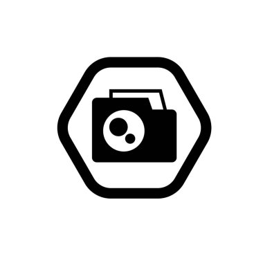 Dijital kamera ikonu logo şablonu tasarımı. Fotoğraf makinesi sembolü.