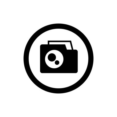 Dijital kamera ikonu logo şablonu tasarımı. Fotoğraf makinesi sembolü.