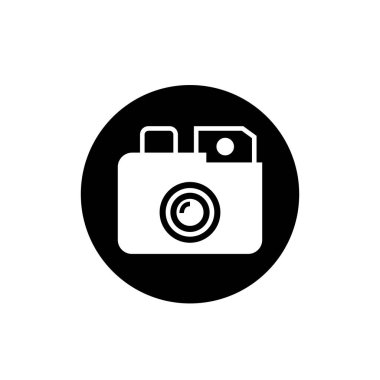 Dijital kamera ikonu logo şablonu tasarımı. Fotoğraf makinesi sembolü.