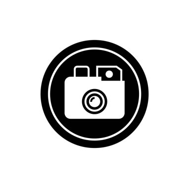 Dijital kamera ikonu logo şablonu tasarımı. Fotoğraf makinesi sembolü.