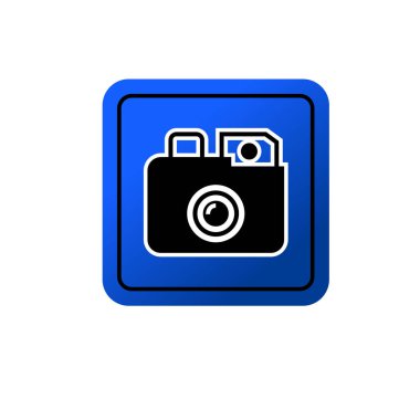 Dijital kamera ikonu logo şablonu tasarımı. Fotoğraf makinesi sembolü.