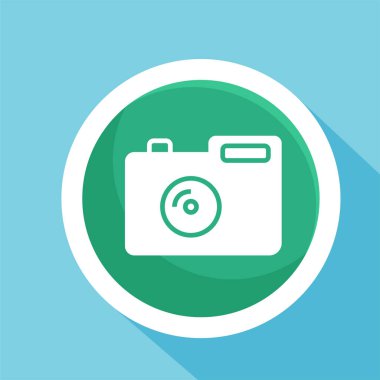 Dijital kamera ikonu logo şablonu tasarımı. Fotoğraf makinesi sembolü.