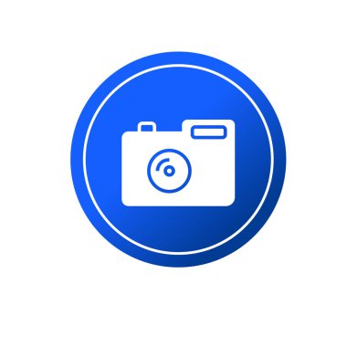 Dijital kamera ikonu logo şablonu tasarımı. Fotoğraf makinesi sembolü.
