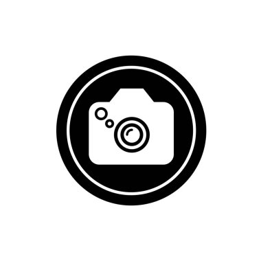 Dijital kamera ikonu logo şablonu tasarımı. Fotoğraf makinesi sembolü.