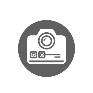 Dijital kamera ikonu logo şablonu tasarımı. Fotoğraf makinesi sembolü.