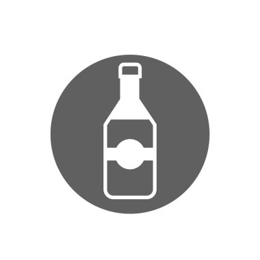 Şarap şişesi ikonu. İçki ya da içecek şişesi sembolü. Cam şişe logosu.